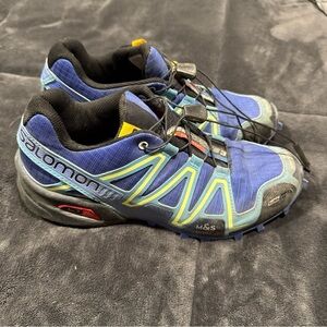Women’s Salomon Blue and Yellow Trail Shoes